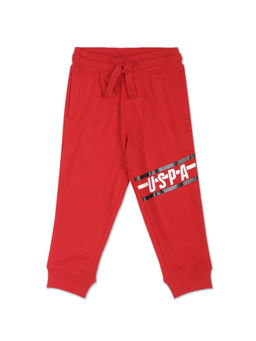 U.S. POLO ASSN. - Boys Red Mid Rise Solid Joggers