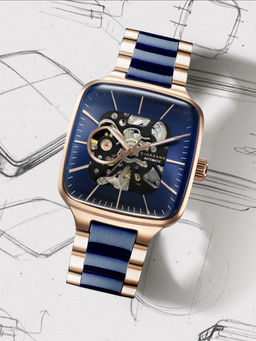 Giordano - Men Automatic Skeleton Square Blue Dial Analog Watch - GZ-50121 (M)