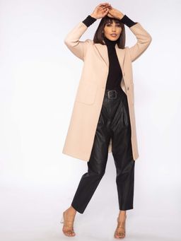 RSVP by Nykaa Fashion - Beige Solid Notched Lapel Coat