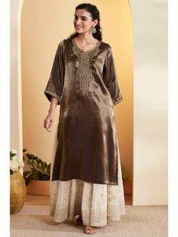 Biba - Women Black Embellished/Sequined Viscose Blend Kurta