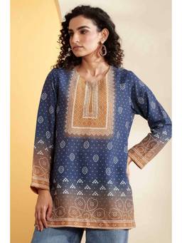 Biba - Women Blue Printed Polyester Kurta