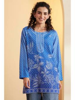 Biba - Women Blue Printed Polyester Kurti