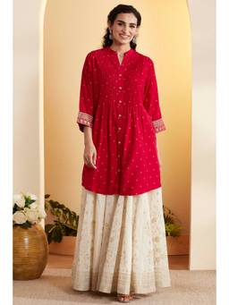 Biba - Women Pink Printed Viscose Blend Kurta