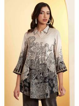 Biba - Women Black Printed Viscose Rayon Kurta