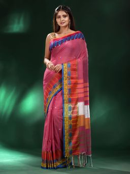 CHARUKRITI - Fuchsia Handspun Cotton Soft Saree with Unstitched Blouse