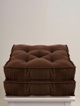 Kuber Industries - Microfiber Square Chair Pad Cushion - Brown (Pack of 2)