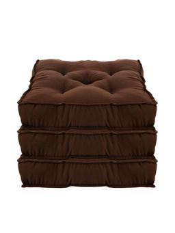 Kuber Industries - Microfiber Square Chair Pad Cushion - Brown (Pack of 3)