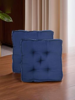 Kuber Industries - Microfiber Square Chair Pad Cushion - Navy Blue (Pack of 2)