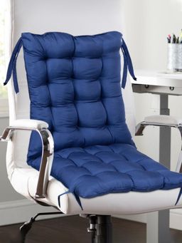 Kuber Industries - Microfiber Back and Seat Chair Cushion - Navy Blue