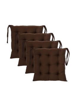 Kuber Industries - Microfiber Square Chair Pad Cushion - Brown (Pack of 4)