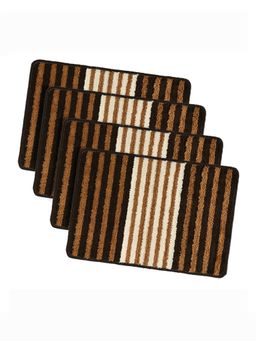 Kuber Industries - Anti-Skid Door Mat for Home Micro Pearl Lining - Brown (Pack of 4)