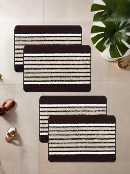 Kuber Industries - Anti-Skid Door Mat for Home Micro Wings Lining - Brown (Pack of 4)