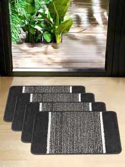 Kuber Industries - Anti-Skid Door Mat for Home Micro Diamond Lining - Dark Grey (Pack of 4)