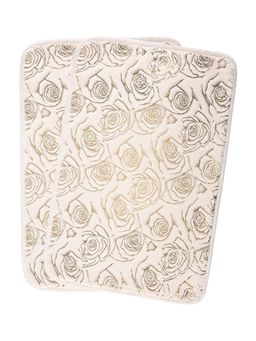 Kuber Industries - Bathroom Door Mat Floral Design - Gold & White (Pack of 2)