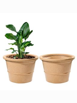 Kuber Industries - Roto Mould Extra Large Flower Pot Victoria - Sand (Pack of 2)