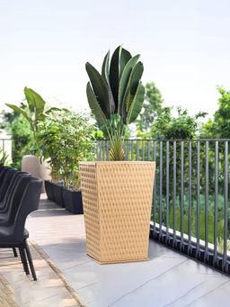 Kuber Industries - Roto Mould Extra Large Flower Pot Marble Matrix Tower - Sand