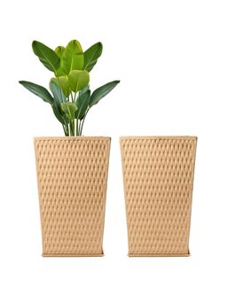 Kuber Industries - Roto Mould Extra Large Flower Pot Matrix Tower - Sand (Pack of 2)