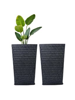 Kuber Industries - Roto Mould Extra Large Flower Pot Matrix Tower - Black (Pack of 2)