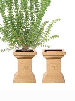 Kuber Industries - Roto Mould Extra Large Tulsi Flower Pot Tulsi - Sand (Pack of 2)