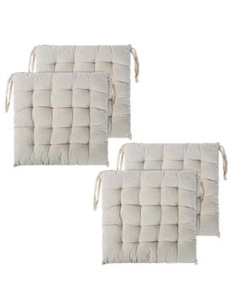 Kuber Industries - Cotton Chair Cushion - Cream (Pack of 4)