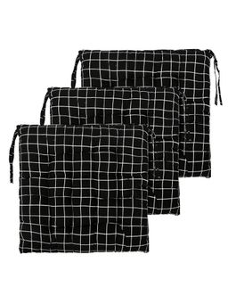 Kuber Industries - Cotton Chair Cushion - Black (Pack of 3)