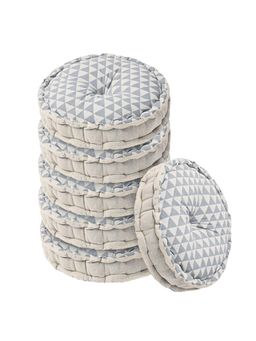 Kuber Industries - Cotton Round Chair Cushion Triangle Print - Grey (Pack of 6)