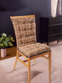 Kuber Industries - Cotton Rocking Chair Cushion with Ties - Brown