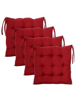 Kuber Industries - Microfiber Square Chair Pad Cushion - Maroon (Pack of 4)