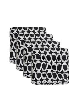 Kuber Industries - Microfiber Square Chair Pad - Black (Pack of 4)