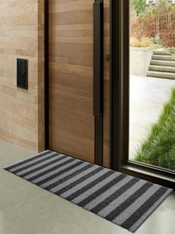 Kuber Industries - Rubber Strips Design Door Mat - Grey