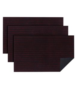 Kuber Industries - Microfiber Striped Anti-Skid Water Absorbent Door Mat - Maroon (Pack of 3)
