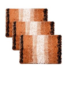 Kuber Industries - Golden Patta Rainbow Dust Trapper Door Mat - Cream (Pack of 3)