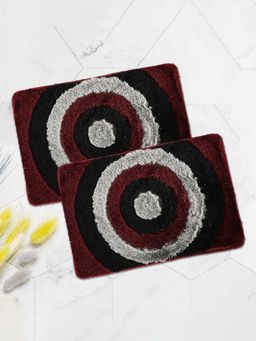 Kuber Industries - Anti-Slip Bathroom Door Mat Furry Design - Grey & Maroon (Pack of 2)