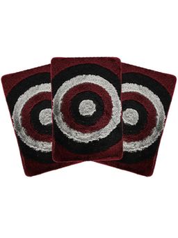 Kuber Industries - Anti-Slip Bathroom Door Mat Furry Design - Grey & Maroon (Pack of 3)