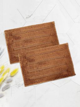 Kuber Industries - Water Absorbing Bathroom Mat Stripes Design - Dark Brown (Pack of 2)