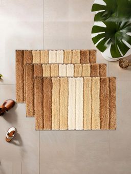 Kuber Industries - Rectangle Striped Door Mat - Cream & Brown (Pack of 3)