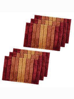 Kuber Industries - Rectangle Striped Door Mat - Red & Brown (Pack of 6)