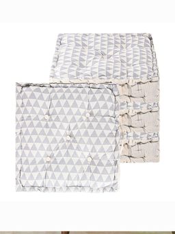 Kuber Industries - Cotton Chair Cushion Triangle Print - Grey (Pack of 4)