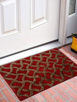 Kuber Industries - Washable Non-Slip Velvet Door Mat Indoor - Maroon