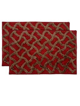 Kuber Industries - Washable Non-Slip Velvet Door Mat Indoor - Maroon (Pack of 2)