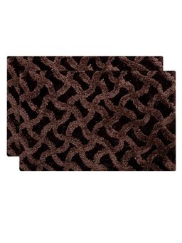 Kuber Industries - Washable Non-Slip Velvet Door Mat Indoor - Dark Brown (Pack of 2)
