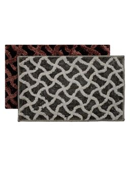 Kuber Industries - Washable Non-Slip Velvet Door Mat Indoor - Grey & Dark Brown (Pack of 2)