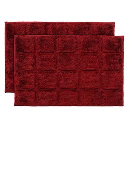 Kuber Industries - Square Design Velvet Door Mat - Maroon (Pack of 2)