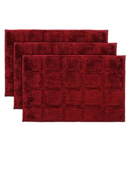 Kuber Industries - Square Design Velvet Door Mat - Maroon (Pack of 3)
