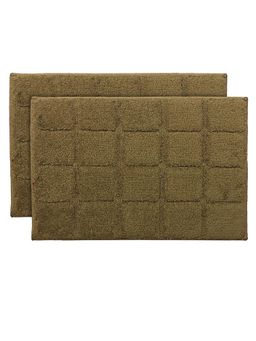 Kuber Industries - Square Design Velvet Door Mat - Green (Pack of 2)