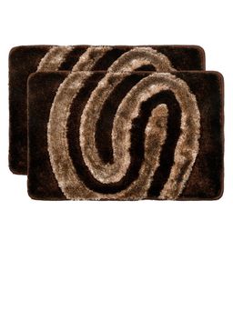 Kuber Industries - Wave Design Velvet Door Mat - Brown (Pack of 2)