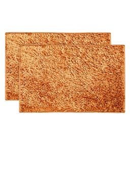 Kuber Industries - Shaggy Premium Heavy Duty Door Mat - Gold (Pack of 2)