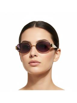 Vintage - Women Metal Purple Oval UV Coating Full Rim Sunglass-Venice Col 315 (54)