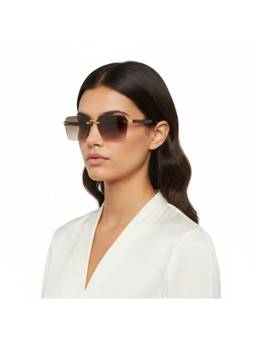 Vintage - Unisex Nylon Brown Rectangle UV Coating Rimless Sunglass-Star Walker Col 343 (60)