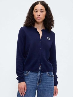 GAP - Womens Relaxed Fit Round Neck Classic Cardigan - Navy Blue